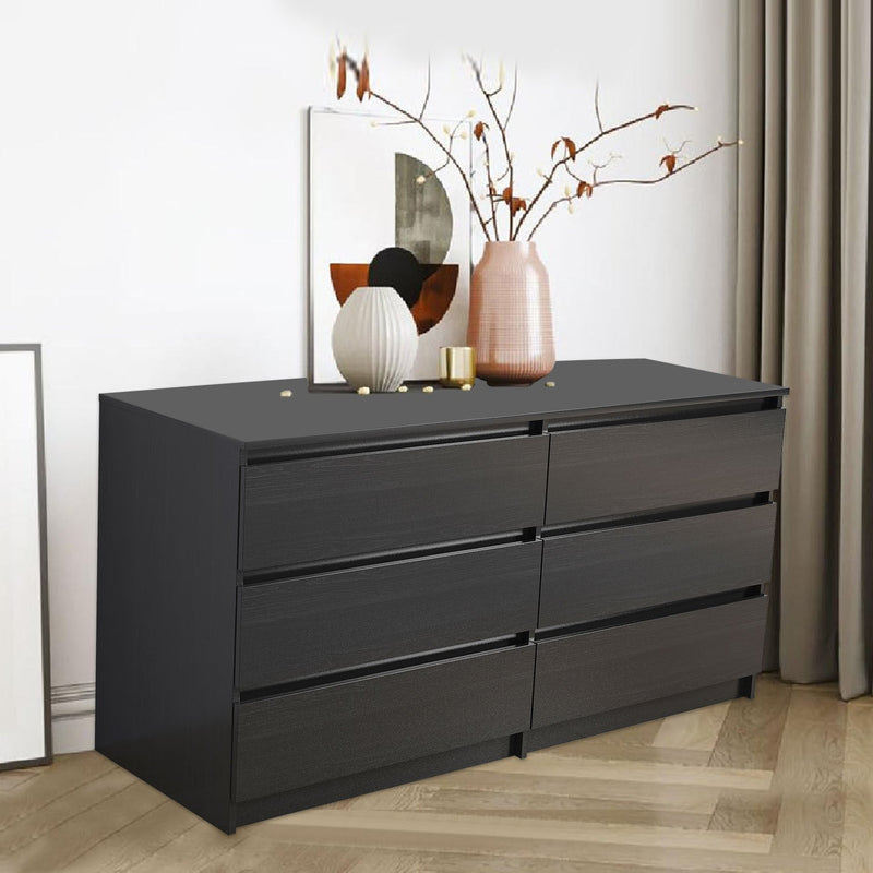 6 Drawer Double Dresser for Bedroom Living Room Hallway,Black