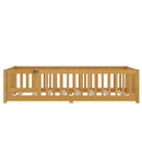 Montessori Floor Bed with Safety Guardrails - Pine Wood