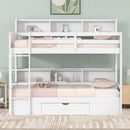 Twin Size Bunk Bed With Built-In Shelves Beside Both Upper And Down Bed And Storage Drawer by Unique Piece Furniture