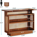 47.24 Inches Farmhouse Rattan Bar Unit