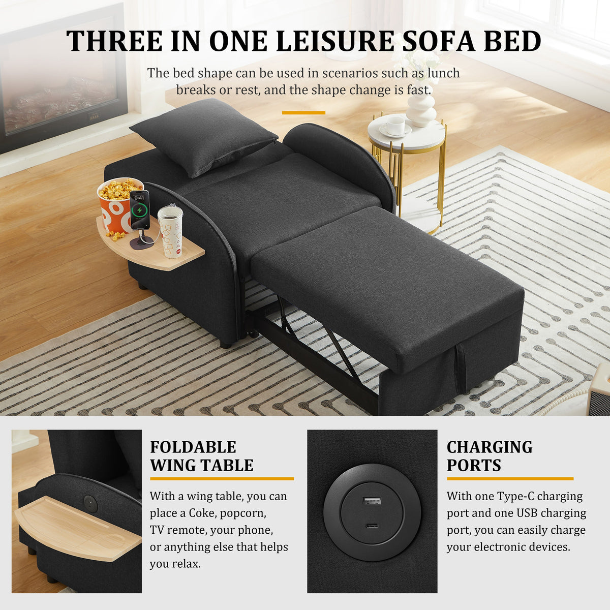 3-in-1 Convertible Sofa Chair Bed, photo 6 of 10