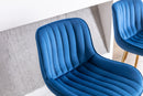30 inch Set of 2 Bar Stools, with Chrome Footrest Velvet Fabric Counter Stool Golden Leg Simple High Bar Stool, BLUE