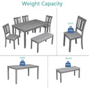 6 Pieces Kitchen Dining Set, Rectangular Wooden Dining Table With 4 Upholstered Chairs And A Bench by Unique Piece Furniture