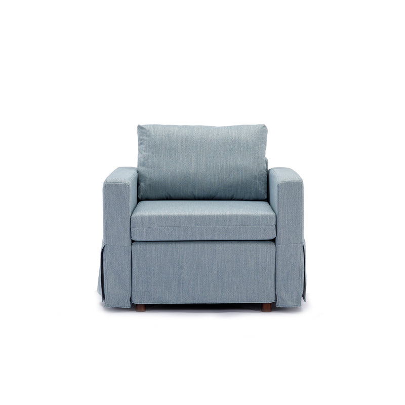 4 Seat Module Sectional Sofa Couch With 2 Ottoman,Seat Cushion and Back Cushion Removable and Washable,Light Blue