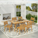 Outdoor 7 Pieces Outdoor Acacia Wood Dining Set, Teak