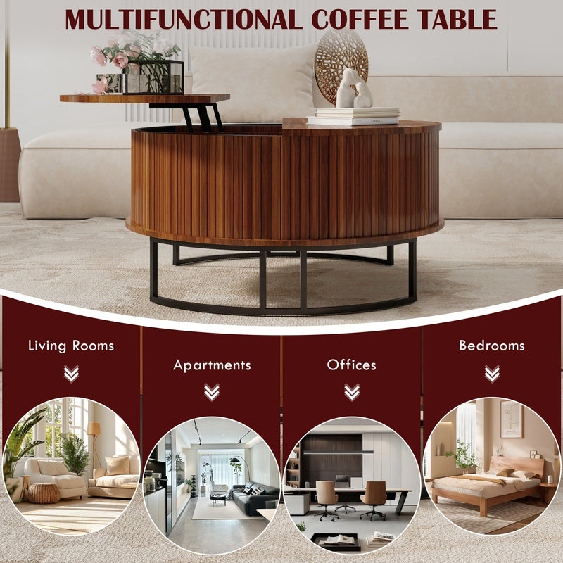 31.5" Round Coffee Table with Storage, photo 4 of 10