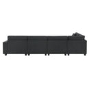 U Shaped Sectional Sofa 6 Seat Couch Set With Oversized Ottoman, Hidden Armrest Storage And Cup Holders USB Charging Ports Wide Seat Sofa by HouseOfZazla