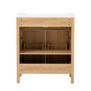 Bathroom Vanity With Sink, Adjustable Shelf & Door Organizers - Walnut by HouseOfZazla
