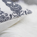Gothic Damask Skull Throw Pillow – Black & White Cotton Linen