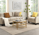 32.48" Round Coffee Table With Sintered Stone Top&Sturdy Metal Frame, Modern Coffee Table for Living Room, Golden