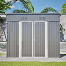 4x8 Slope-Roof Reinforced Storage Shed with Weatherproof Sloping Roof & 4 Air Vents, Heavy-Duty Sturdy Metal Frame, Left/Right Optional Door, Outdoor Tool Shed Warehouse for Garden Storage Pet House by Montret