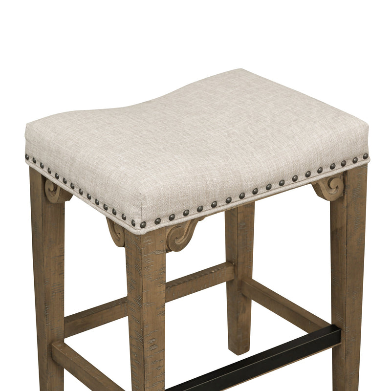 3-Piece Retro Dining Set Solid Wood Counter Height Pub Set Foldable Table with 2 Saddle Stools for Kitchen, Small Space (Distressed Brown)