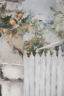 31.5x47.2' Hand-Painted Courtyard Scene Canvas Wall Art with Textured Pine Wood Frame by HouseOfZazla