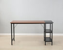 55-inch oversized computer desk, small study desk with wooden storage shelf, 2-layer industrial modern laptop desk with splicing board, (black and Rustic Brown)