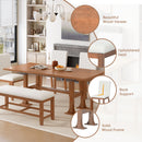 TOPMAX Farmhouse 76inch 6-Piece Extendable Dining Table Set by HouseOfZazla