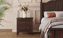 2-Drawer Nightstand for Bedroom, Mid Century Retro Bedside Table with Classic Design,Dark Walnut