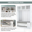 5-in-1 Entryway Bench with Coat Rack, Cushion and 3 Sturdy Hooks, 47.2" Wide Hall Tree with Shoe Storage Bench for Hallway, Entryway, Living Room