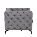 40.5" Velvet Upholstered Accent Sofa, Modern Single Sofa Chair with Button Tufted Back, Modern Single Couch for Living Room, Bedroom, or Small Space, Gray