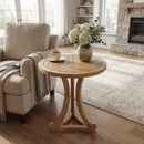 Natural Finish Round Wood Accent Table