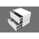 Nightstand Bedside Table With 2 Drawer For Bedroom - White / Silver by HouseOfZazla