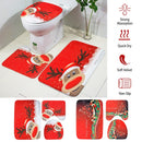 3 Pcs Christmas Bathroom Rugs Set Contour Non-slip Toilet Mats Absorbent Cozy Velvet Floor Carpets