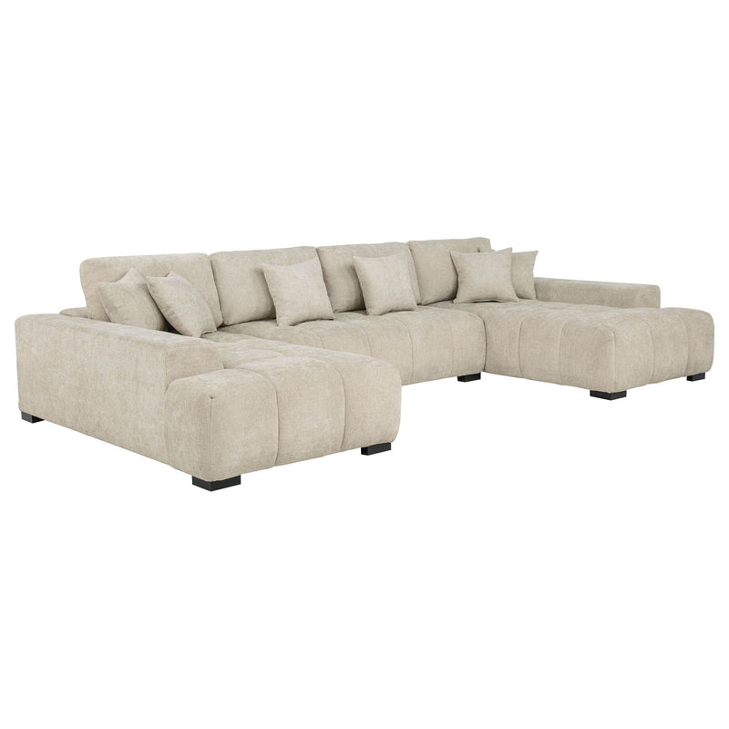 Cannella U-Shaped Double Chaise Upholstered Sectional Sofa Beige, photo 6 of 7
