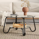 Retro Minimalist Style Metal Frame Double Layer Tempered Glass Coffee Table by HouseOfZazla