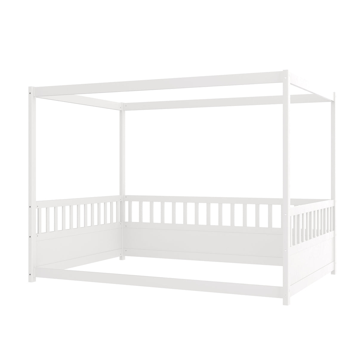 Full Size Canopy Bed Frame with Guardrails for Kids, photo 7 of 7
