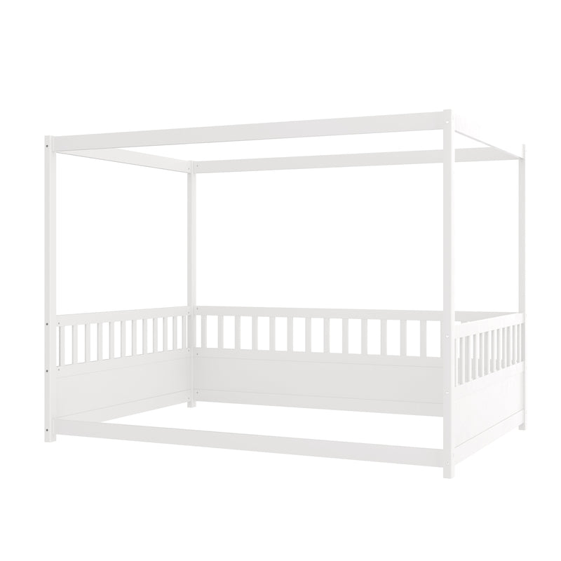 Full Size Canopy Bed Frame with Guardrails for Kids, photo 7 of 7