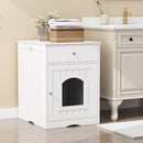 Pet House Cat Litter Box Enclosure With Drawer, Side Table