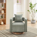 Swivel Accent Open Back Barrel Chair With Weathered Base by Unique Piece Furniture