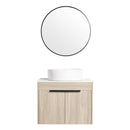 24 " Modern Design Float Bathroom Vanity With Ceramic Basin Set, Wall Mounted White Oak Vanity With Soft Close Door,KD-Packing,KD-Packing,2 Pieces Parcel(TOP
