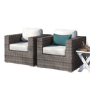 Grade - Club Patio Chair With Sunbrella Cushions (Set of 2) - Gray Mix / White by HouseOfZazla