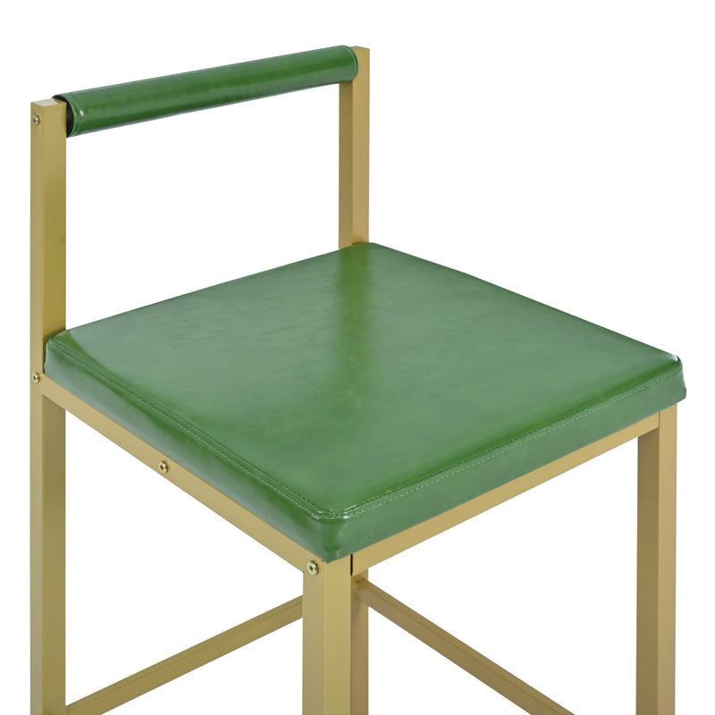 7-Piece Multi-Functional Modern Counter Height Dining Bar Table Set with Open Shelves and 6 Upholstered Stools for Dining Room, Bar and Cafe (White and Green)