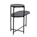 Round Coffee Table With Storage Tray 2 Tier Oval End Tables Wooden Small Side Table For Living Room by HouseOfZazla