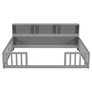 Floor Bed With Side Bookcase, Shelves, Guardrails by HouseOfZazla