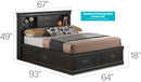 Traditional Style Bookcase Storage Bed