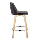 Toriano - Contemporary Fixed-Height Counter Stool With Swivel And Round Footrest (Set of 2) by HouseOfZazla