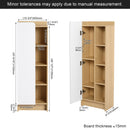 Tall Freestanding Bathroom Side Cabinet With Single Door & 4 Tier Open Shelves - Black / Light Oak / White by HouseOfZazla