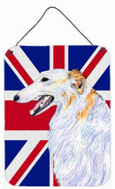 Borzoi with English Union Jack British Flag Wall or Door Hanging Prints SS4917DS1216
