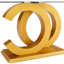 A modern minimalist rectangular dining table suitable for 6-8 people, a set of 6-piece PU leather backrest and gold metal legs modern dining chairs. F-OC