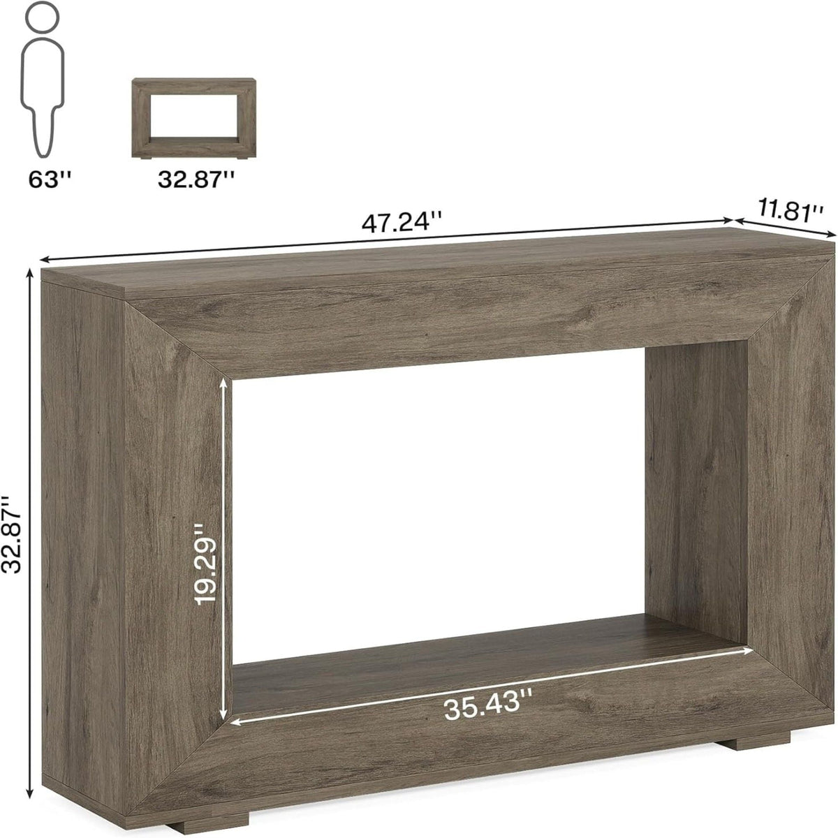 Narrow Entryway Storage Console Table With Open Shelf, photo 9 of 12
