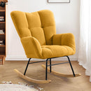 Teddy Fabric Rocking Chair, Modern Rocking Accent Chair for Nursery, Living Room, Bedroom, Yellow