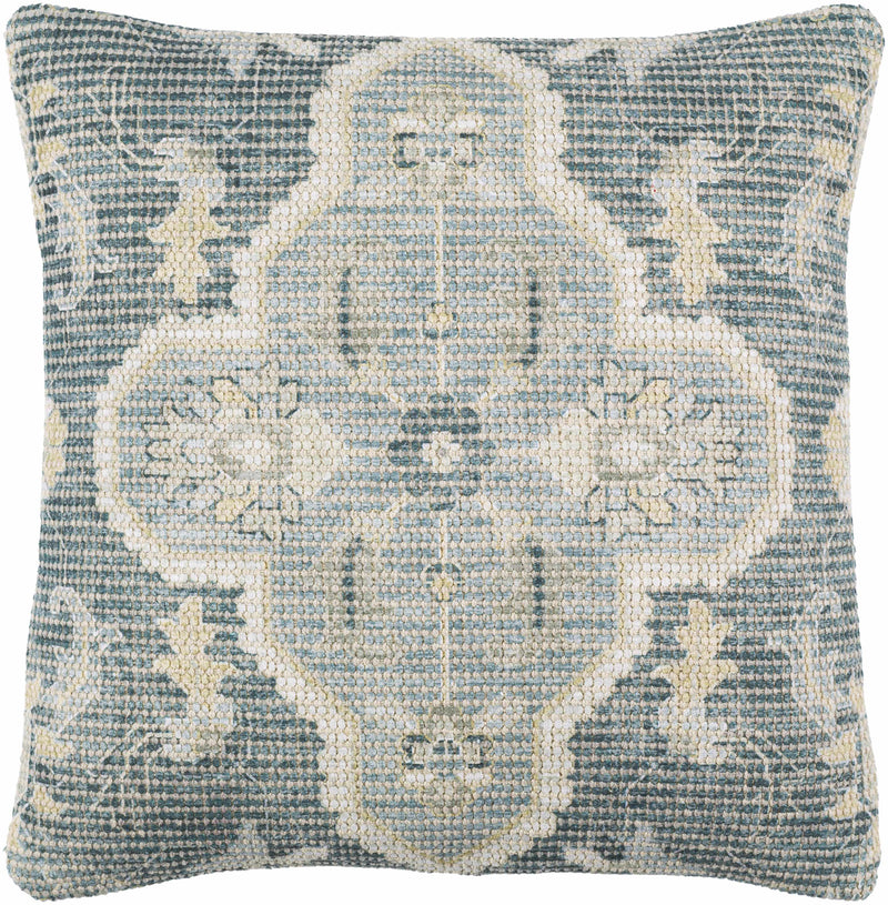 Bigaa Teal Medallion Square Throw Pillow