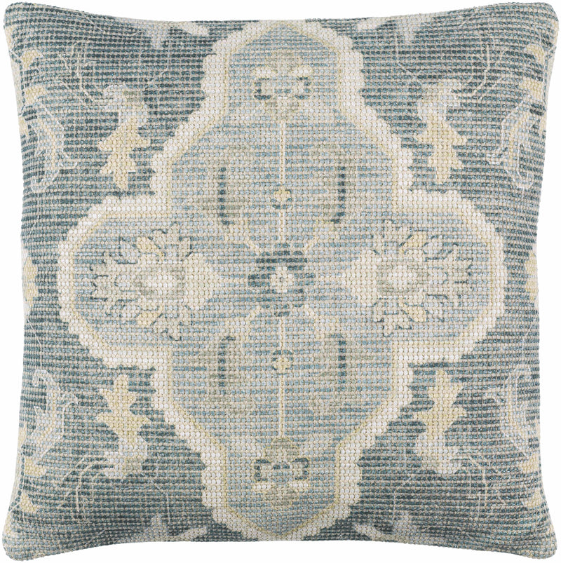 Bigaa Teal Medallion Square Throw Pillow