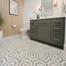Bianco Dolomiti, Bardiglio Light, Thala Honed Penny Round 8 Marble Mosaics 9 1/4x9 29/64