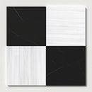 Bianco Dolomiti, Black Honed Checkerboard Pattern Marble Tiles 18x18