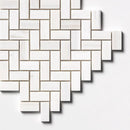 Bianco Dolomiti Honed Herringbone Marble Mosaics 12 1/8x13 3/8
