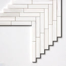 Bianco Dolomiti Honed Large Herringbone Marble Mosaics 12 7/8x9 11/32