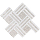 Bianco Dolomiti, Silver Mystique Multi Finish Maze Basket Marble Mosaics 14 15/16x17 11/16